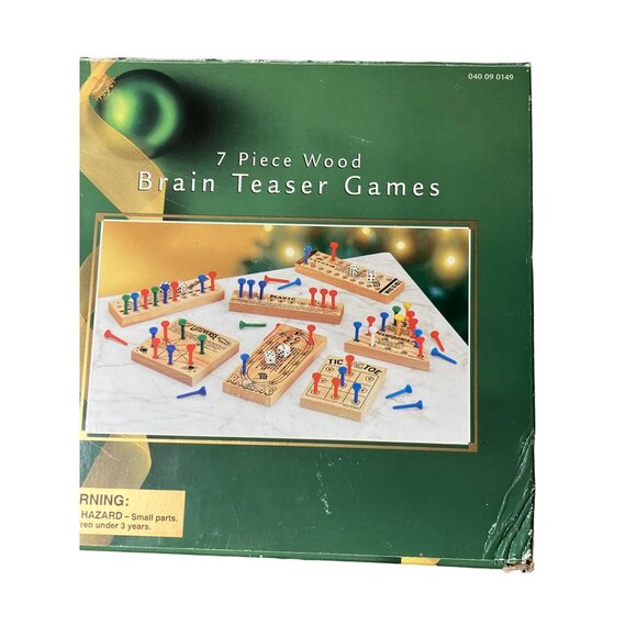 7 PIECE WOOD BRAIN TEASER GAMES - Picture 1 of 9